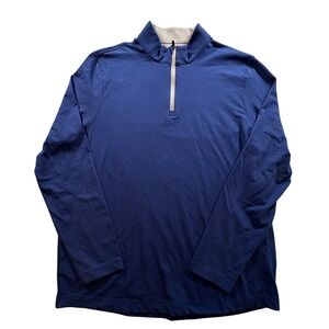 Graham Luxe Beckett Quarter Zip Pullover Mens Medium Blue Cotton Modal Stretch